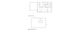 Two floor plans for a basement house, one showing the entire floor and the other focusing on the basement.