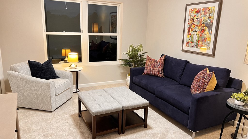 Rental twin home Second Bedroom staged as a Office/Den