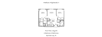 A floor plan for a two bathroom apartment at Madison Highlands II Senior Apartments.