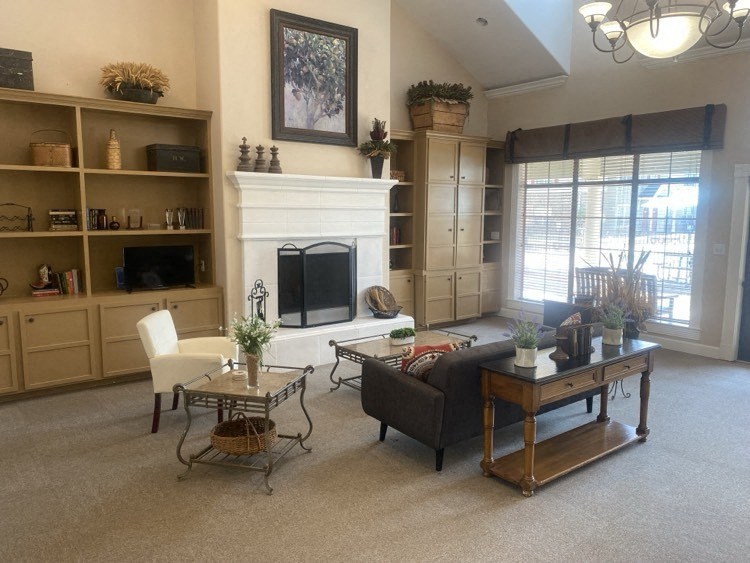 a living room with a couch and a television
