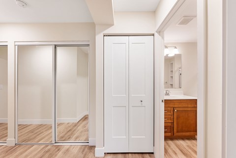 Closet for the in-unit laundry at Santa Vera Apartments.