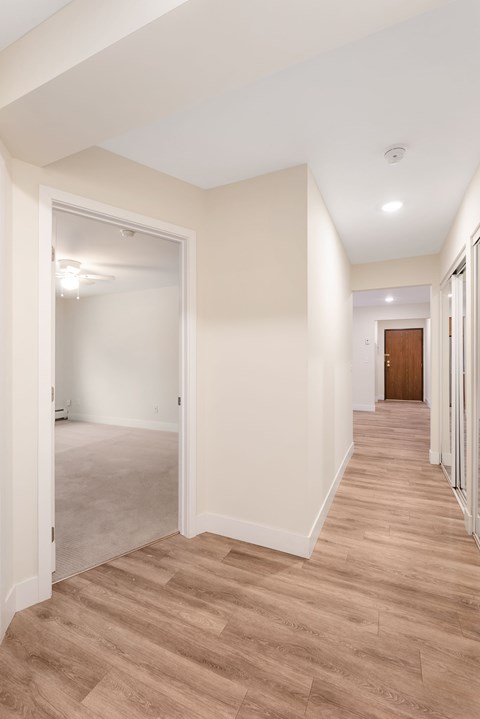 Hallway looking down at the front entry.