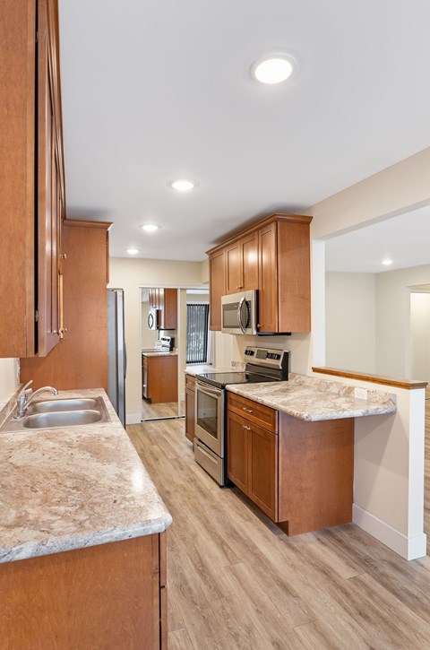 Kitchen with ample storage at Santa Vera Apartments in Chanhassen..