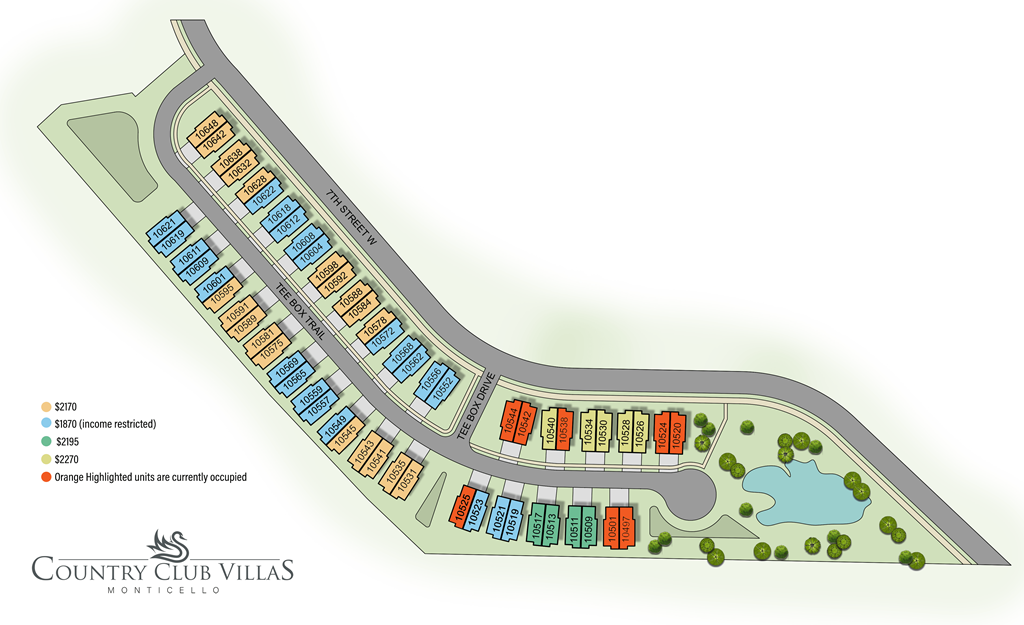 a site plan of a community condo villas at country club villas