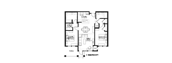 A black and white floor plan of a two bedroom apartment.