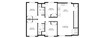 a floor plan of a house with an open floor plan and a staircase