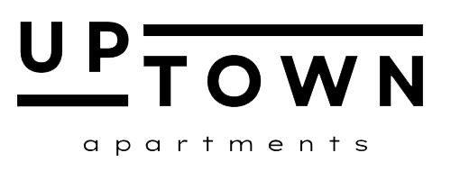 A logo for a company called Up Town Apartments.