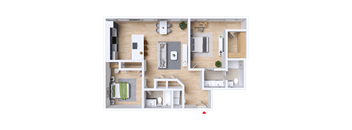 a floor plan of a house with a bedroom and a living room