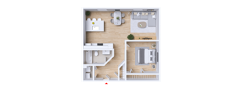 a floor plan of a house with a bedroom and a living room
