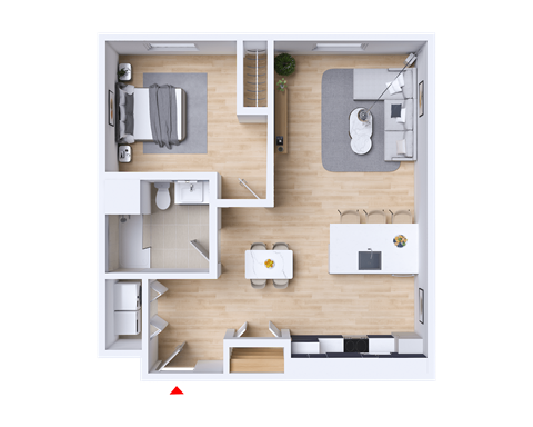 a floor plan of a house with a bedroom and a living room
