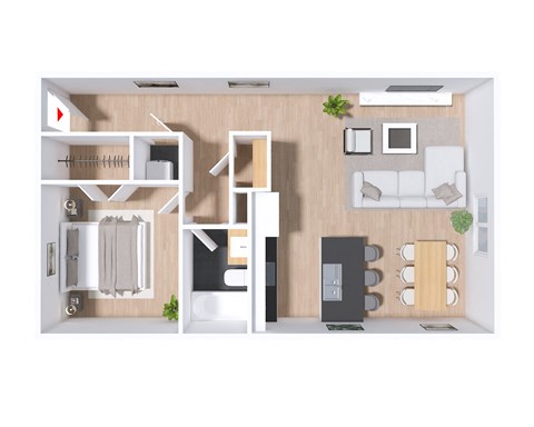 a floor plan of a one bedroom apartment