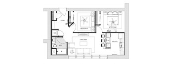 a floor plan of a house with bedrooms and a living room