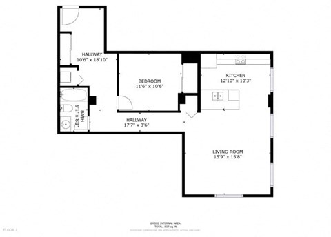 203 Floor Plan at Greeley Lofts, St. Louis, 63102