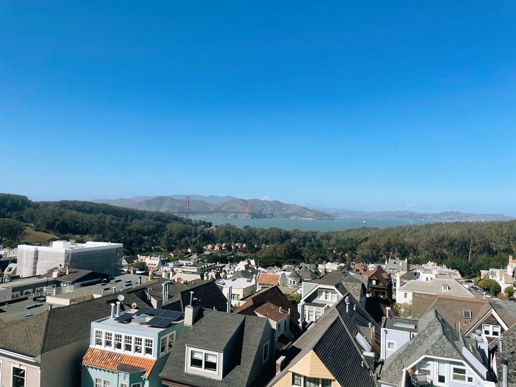 a view of the city and the golden gate bridge
