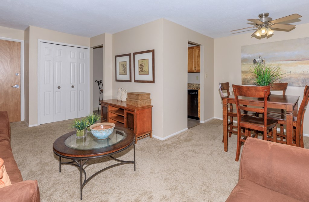 Standard unit with carpeting throughout  at 444 Park Apartments, Richmond Heights, OH, 44143