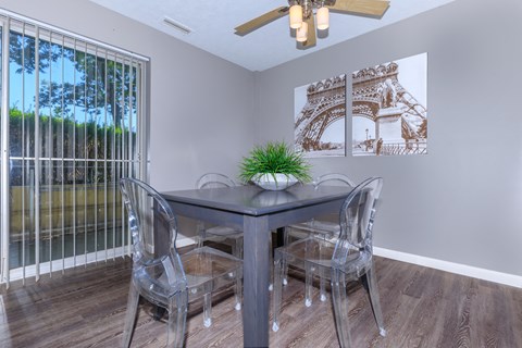 Dining Area/ Kitchen with ceiling fan  at Parkview Apartments, Ohio, 44143