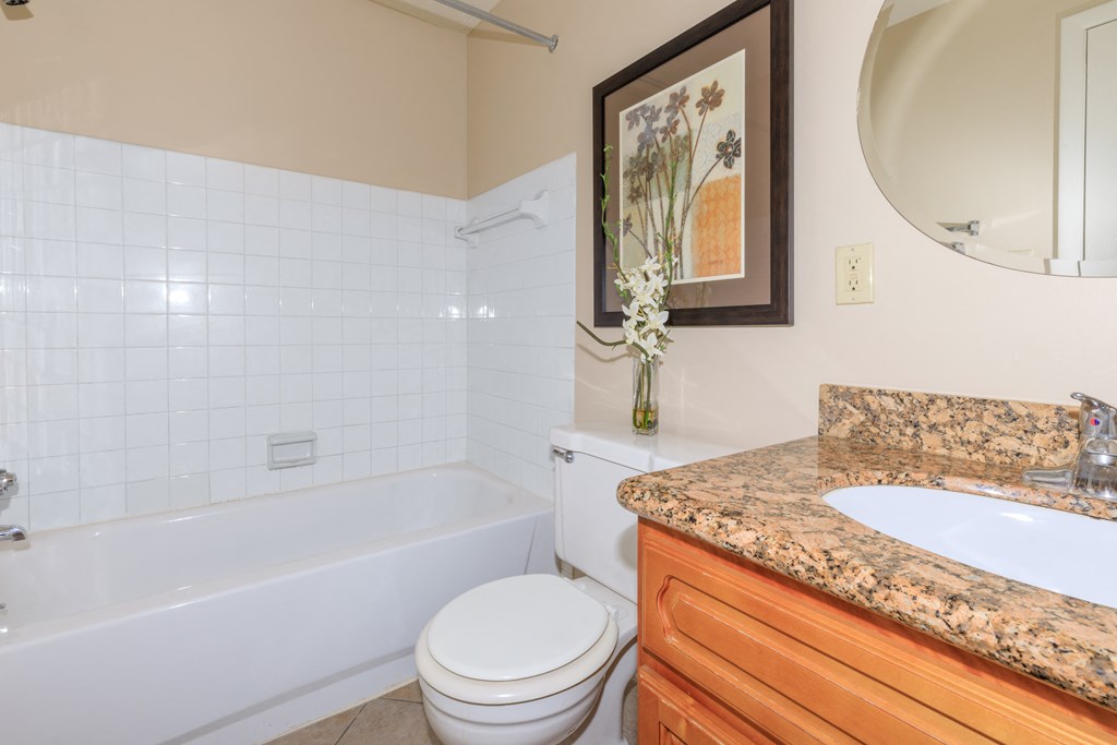 full bathroom with tub and shower combo  at 444 Park Apartments, Richmond Heights, 44143