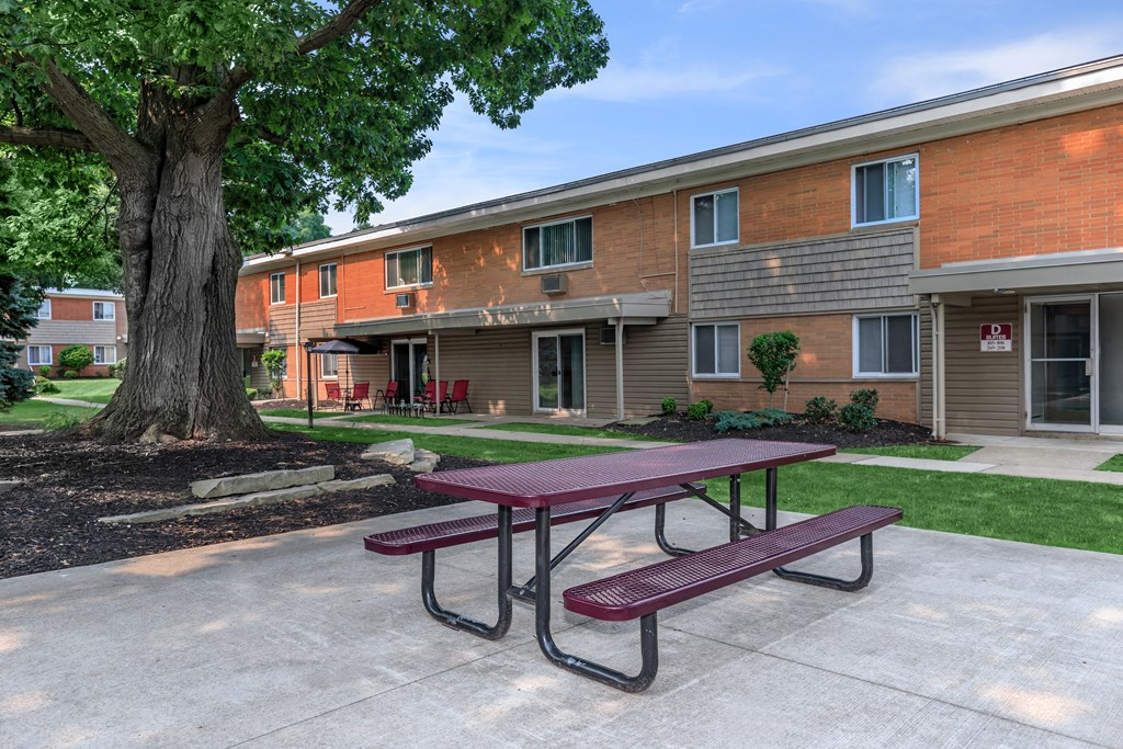 our apartments offer a picnic table in the back yard