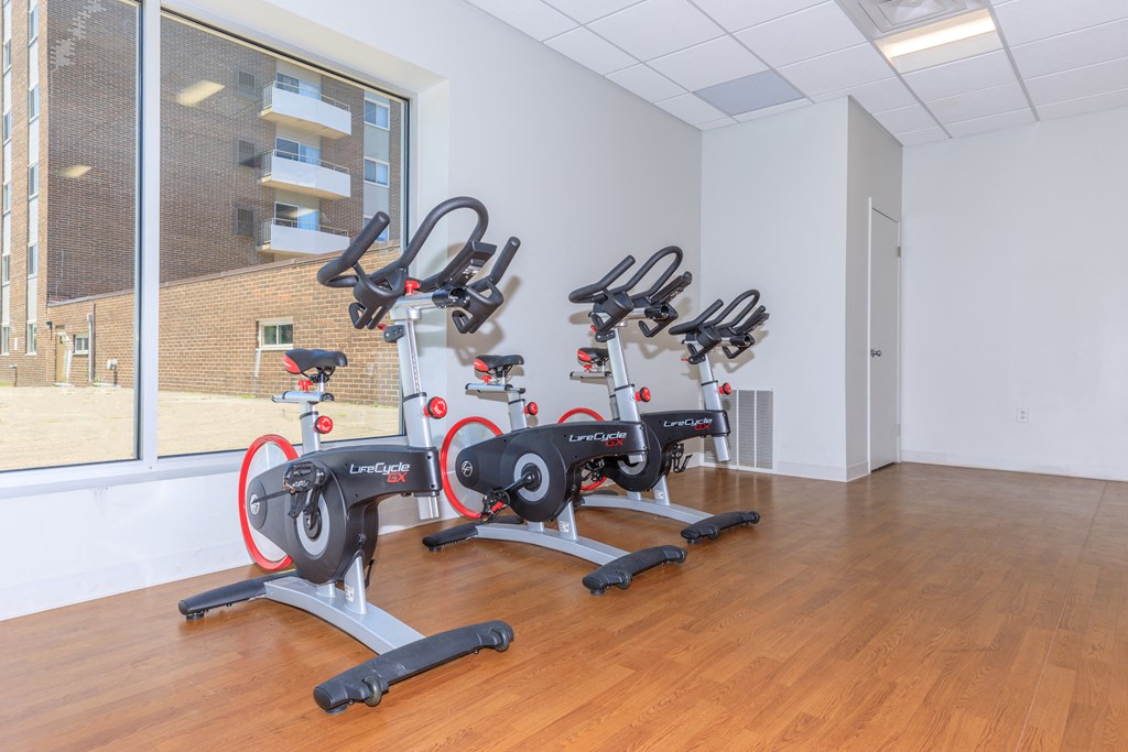 Fitness Center equipment bikes  at 444 Park Apartments, Richmond Heights, Ohio