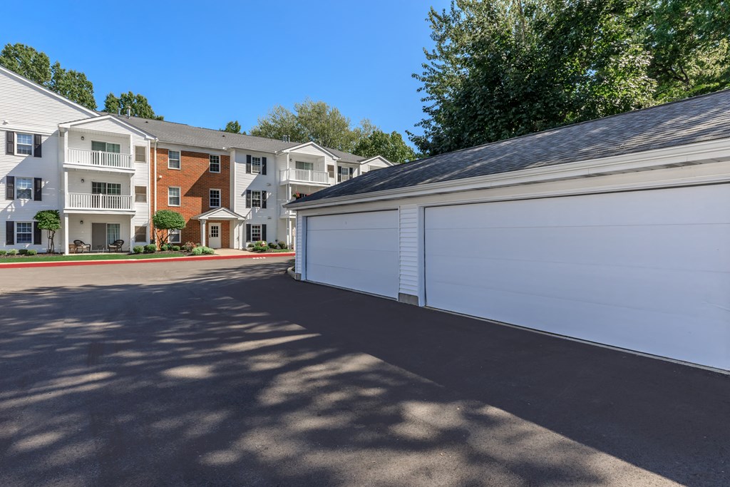 a garage at the whispering winds apartments in pearland, tx
