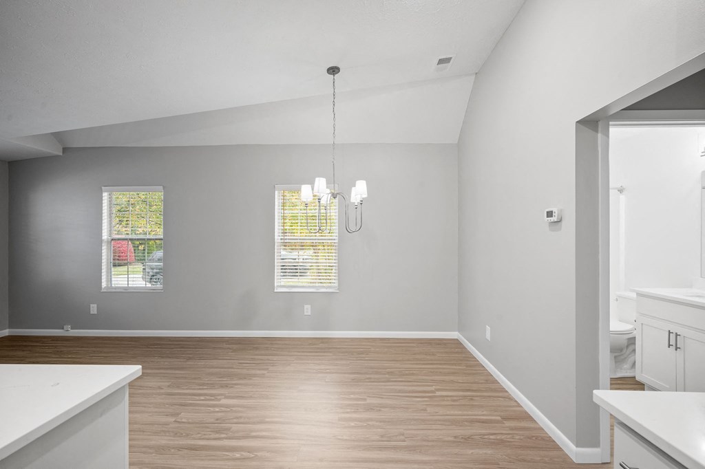 An apartment with wood floors