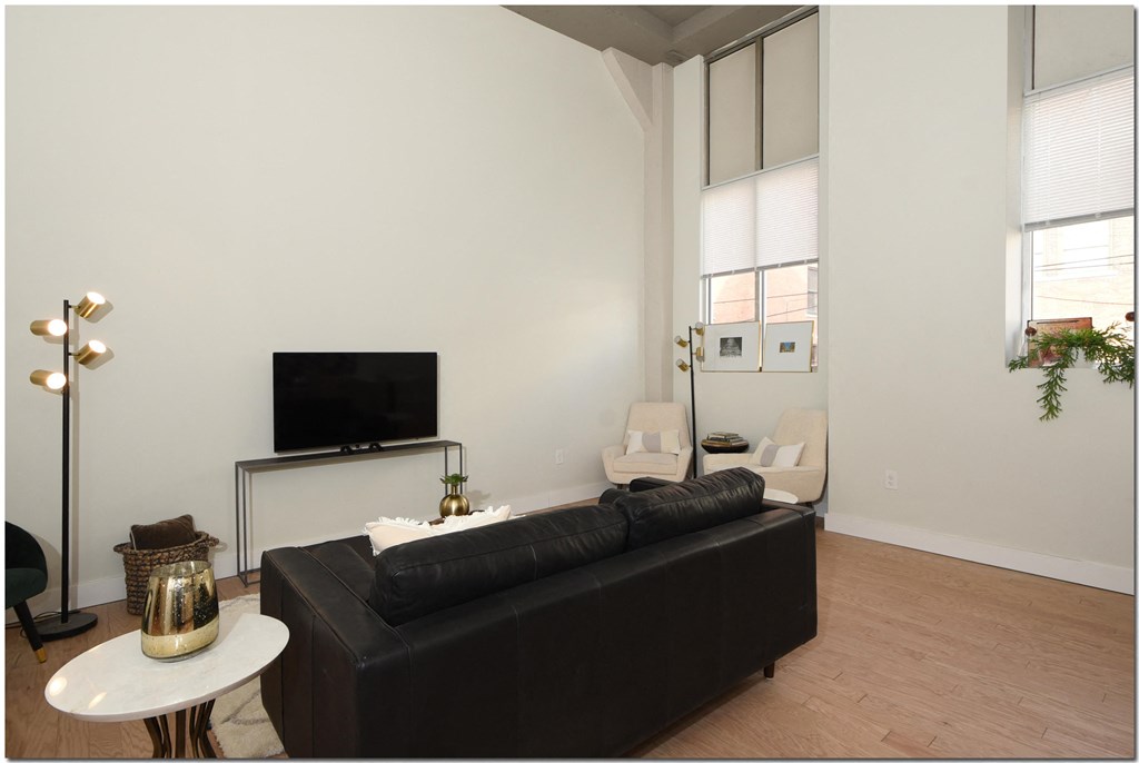 Living room at Innovation Landing Cleveland Apartments