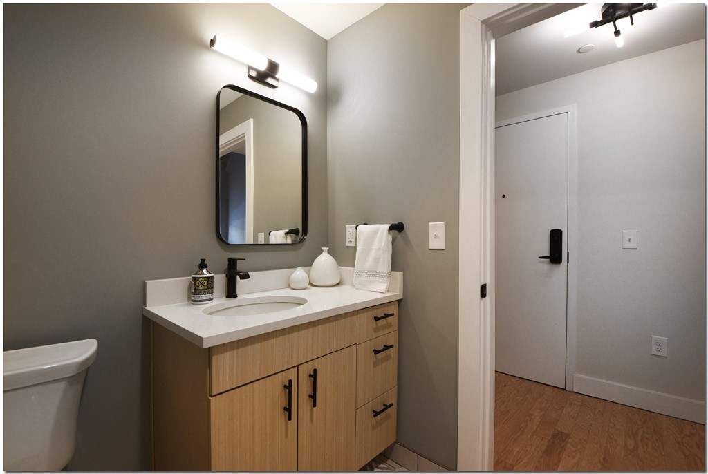 Upgraded bathroom at Innovation Landing Cleveland