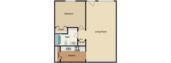 a floor plan of a one bedroom apartment with a bathroom and a closet