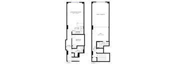 three floor plan of a house with bedrooms and a living room