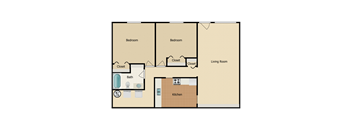 a floor plan of a home with a closed closet and a kitchen with a sink and a