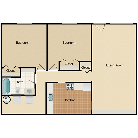 a floor plan of a home with a closed closet and a kitchen with a sink and a
