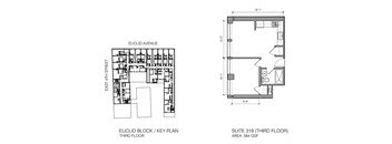 a plan of a building with two floors and a third floor