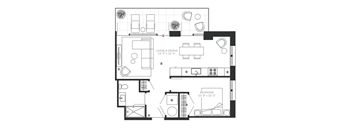 a floor plan of a house with a bedroom and a living room