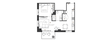 a floor plan of a house with a black and white floor