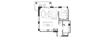 a floor plan of a house with a black and white floor