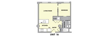 1 bed 1 bath Floorplan at Life At Agora, Cleveland  