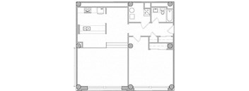 a floor plan of a house with a bedroom and a living room
