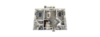 a furnished floor plan of a 3 bedroom apartment