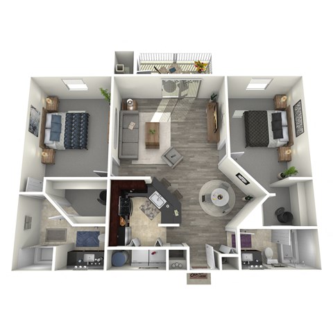 a furnished floor plan of a 3 bedroom apartment
