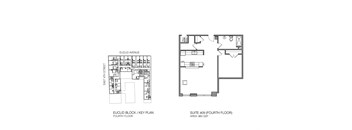 a floor plan of a house with two floors and a fourth floor