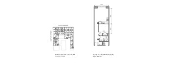the third and fourth floor plans of the residences at the historic electric building in fort worth