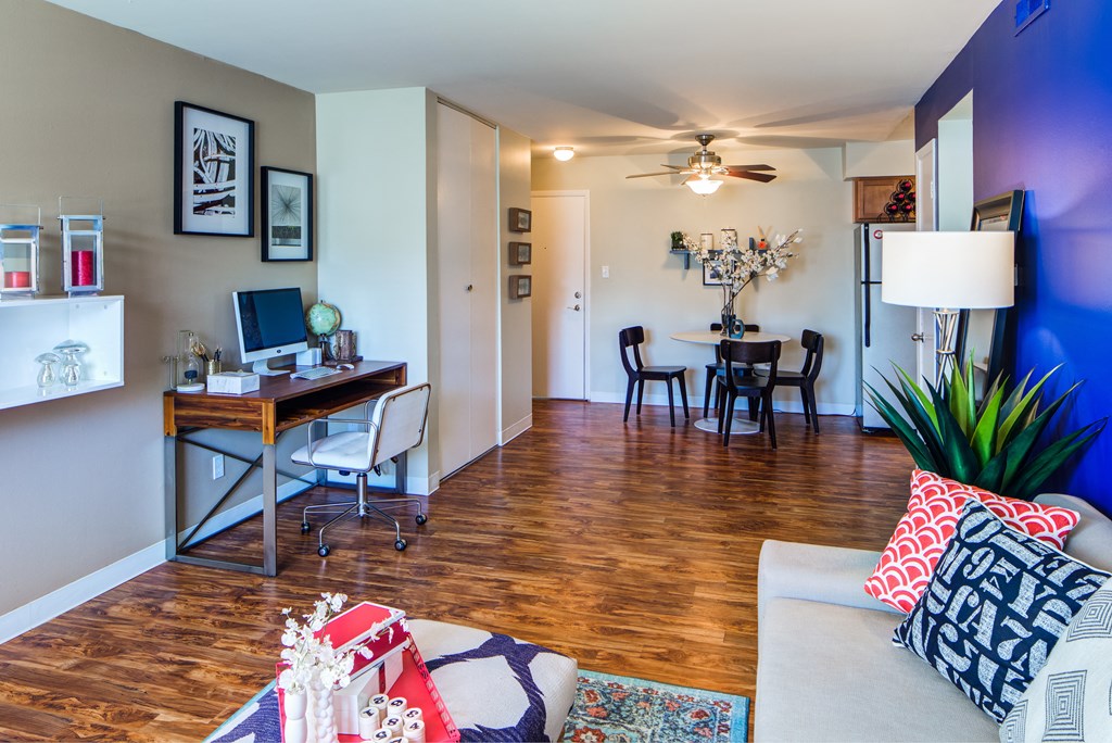 Living Room With Kitchen at Heritage Apartments, Columbus, OH, 43212