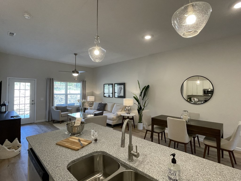 Kitchen overview of living room