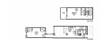 1 Bed 2 Baths Floor Plan at East 4th Street, Ohio