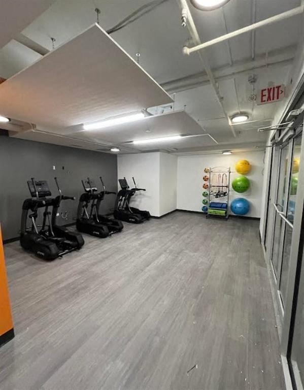 a room filled with lots of exercise equipment