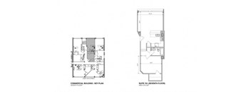 a floor plan of a house with two different elevations