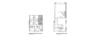 a floor plan of a house with two different elevations