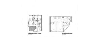 a drawing of a floor plan and a diagram of a room
