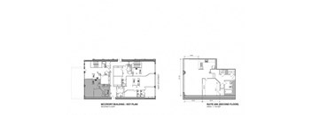 a floor plan of a house with two different elevations