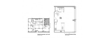 a floor plan of a room with a sink and a mirror